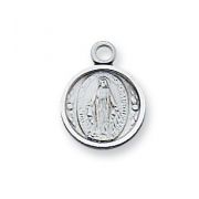 Sterling Silver Miraculous Medal 13 inch Necklace Chain & Gift Box