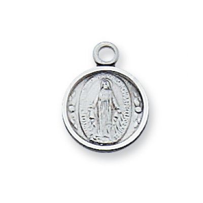 Sterling Silver Miraculous Medal 13 inch Necklace Chain & Gift Box - 735365612031 - L107MIB
