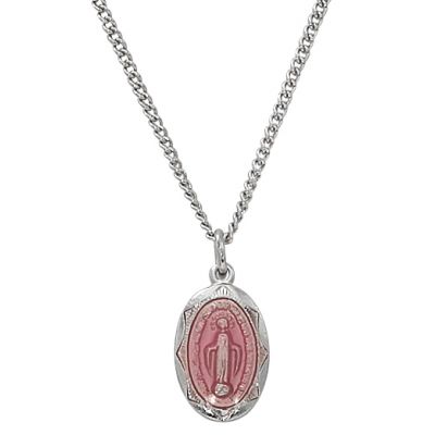Sterling Silver Pink Miraculous Medal 13 inch Baby Necklace Chain - 735365705313 - L1203MIPB