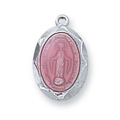 Sterling Silver Pink Miraculous Medal 16 inch Necklace Chain - 735365483198 - L1203MIP