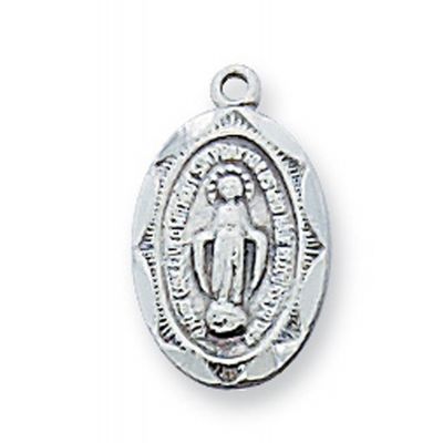 Sterling Silver 9/16 inch Miraculous Medal 16 inch Necklace Chain - 735365122042 - L1203MI