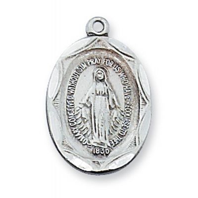 Sterling Silver 3/4 inch Miraculous Medal 18 inch Necklace & Box - 735365122455 - L1603MI