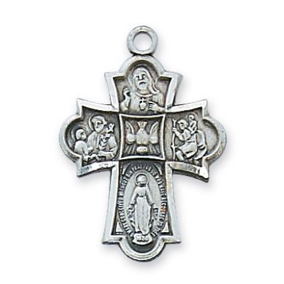 Sterling Silver 4-Way Cross 18 Inch Necklace Chain/Deluxe Gift Box - 735365122585 - L1810