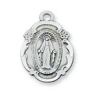 Pewter Miraculous Medal w/18 inch Silver Tone Chain