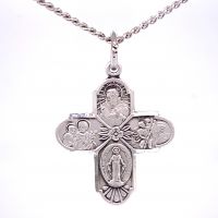 Sterling Silver 4-Way Cross 20 Inch Necklace Chain/Deluxe Gift Box