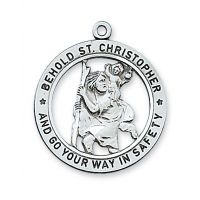Silver 1 Inch Saint Christopher 24 Inch Necklace Chain/Deluxe Gift Box