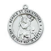 Sterling Silver 1 inch Saint Christopher 24 inch Necklace Chain