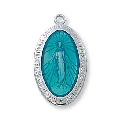 Sterling Silver Miraculous Medal Enameled 18 inch Chain & Gift Box - 735365465743 - L311ME