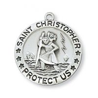 Sterling Silver 14/16 inch Saint Christopher 18 inch Necklace Chain