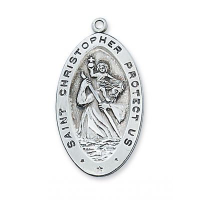 Sterling Silver 1-5/16 inch Saint Christopher 24 inch Necklace Chain - 735365122929 - L315CH