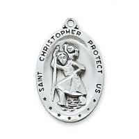 Pewter Saint Christopher Medal With 24" Silver Tone Chain 2Pk