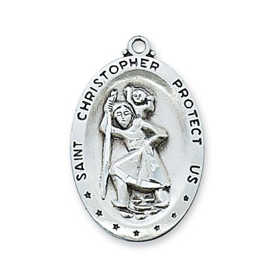 Pewter Saint Christopher Medal With 24" Silver Tone Chain 2Pk - 735365519002 - D336CH