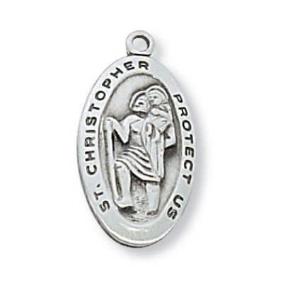 Sterling Silver 3/4 inch Saint Christopher 18 inch Necklace Chain - 735365123131 - L388