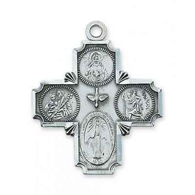 Sterling Silver 4-way Cross 24 inch Necklace - 735365233731 - L411