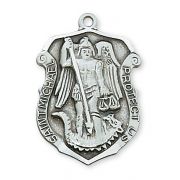 Sterling Silver 1-1/8 inch Saint Michael 24 inch Necklace Chain