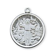 Sterling Silver 13/16 inch Saint Francis 18 inch Necklace Chain