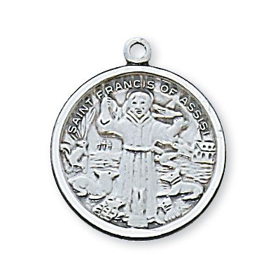Sterling Silver 13/16 inch Saint Francis 18 inch Necklace Chain - 735365123247 - L415FR