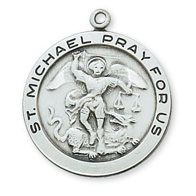 Sterling Silver 1-2/16 inch Saint Michael 24 inch Necklace Chain - 735365123339 - L420MK