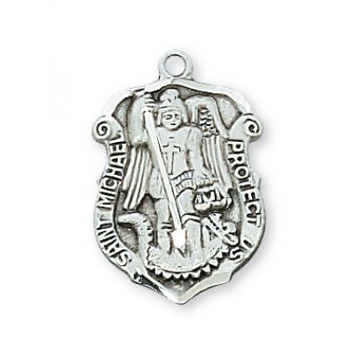 Sterling Silver 3/4 Inch Saint Michael 18 Inch Necklace Chain/Gift Box - 735365123377 - L425