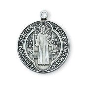 Sterling Silver Saint Benedict 18 inch Necklace Chain & Gift Box