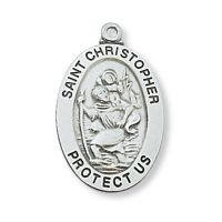 Sterling Silver Saint Christopher Metal 20 inch Necklace Chain
