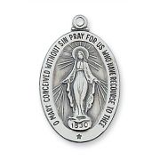 Sterling Silver Miraculous Medal 20 inch Chain & Gift Box