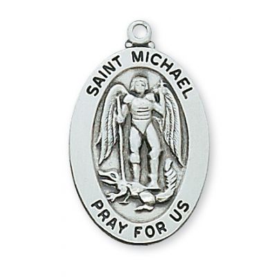 Sterling Silver Saint Michael 20 inch Chain & Gift Box - 735365141340 - L461MK
