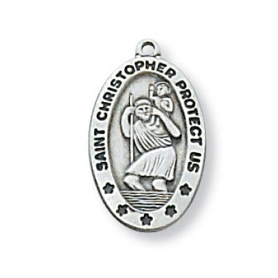 Sterling Silver Saint Christopher 18 inch Necklace Chain & Box - 735365214075 - L464