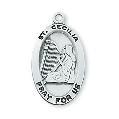 Sterling Silver 1x9/16 inch Saint Cecilia 18 inch Necklace Chain - 735365408689 - L500CE