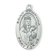 Sterling Silver 1x9/16 inch Saint Dymphna 18 inch Necklace Chain