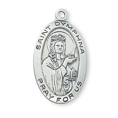 Sterling Silver 1x9/16 inch Saint Dymphna 18 inch Necklace Chain - 735365269228 - L500DY