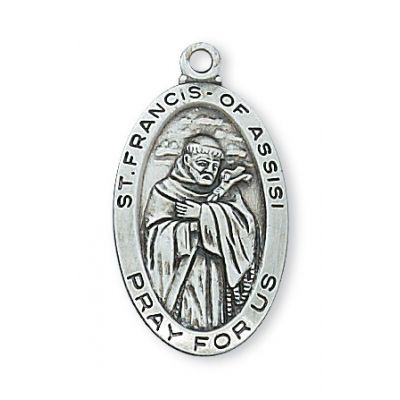 Sterling Silver 1x9/16 inch Saint Francis 18 inch Necklace Chain - 735365225873 - L500FR