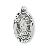 Sterling Silver Our Lady of Guadalupe 18 inch Necklace Chain