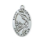 Sterling Silver Saint Peregrine 18 inch Necklace Chain & Gift Box