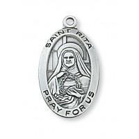 Sterling Silver Saint Rita 18 inch Necklace Chain & Gift Box