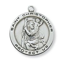 Sterling Silver Saint Christopher 18 inch Necklace Chain & Gift Box