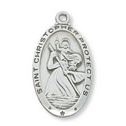 Sterling Silver Saint Christopher 24 inch Necklace Chain & Gift Box