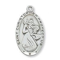 Sterling Silver Saint Christopher 24 inch Necklace Chain & Gift Box