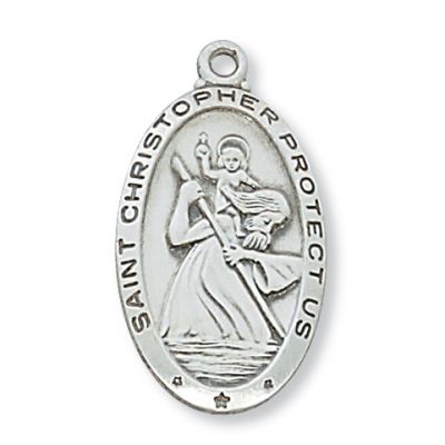 Sterling Silver Saint Christopher 24 inch Necklace Chain & Gift Box - 735365225897 - L550CH