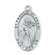 Sterling Silver Saint Francis 24 inch Necklace Chain & Gift Box