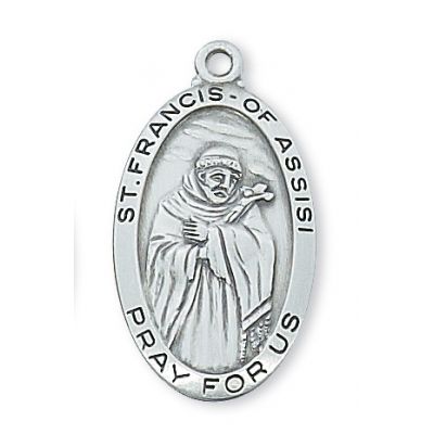 Sterling Silver Saint Francis 24 inch Necklace Chain & Gift Box - 735365226009 - L550FR