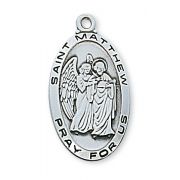 Sterling Silver Saint Matthew 24 inch Necklace Chain & Gift Box