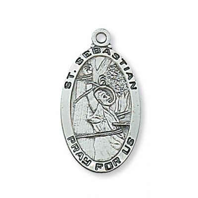 Sterling Silver Saint Sebastian 24 inch Necklace Chain & Gift Box - 735365408696 - L550SB