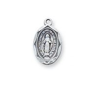 Sterling Silver Baby Oval Miraculous Medal 13" Rhodium Chain