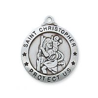 Sterling Silver Saint Christopher w/24 inch Chain & Gift Box