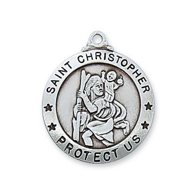 Sterling Silver Saint Christopher w/24 inch Chain & Gift Box - 735365503650 - L575CH