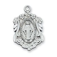 Sterling Silver Miraculous Medal 18 inch Necklace