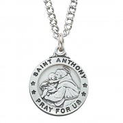Pewter Saint Anthony Medal With 24in. Silver Tone Chain