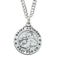 Pewter Saint Anthony Medal With 24in. Silver Tone Chain