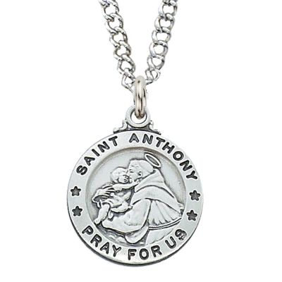Pewter Saint Anthony Medal With 24in. Silver Tone Chain 735365584024 - D600AN